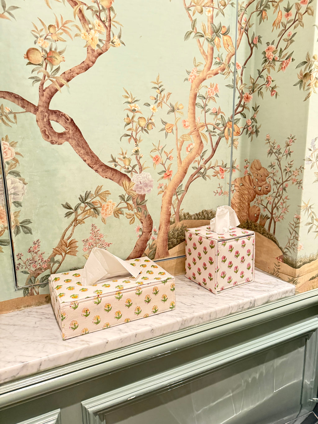 Yellow Floral Tissue Box Holder