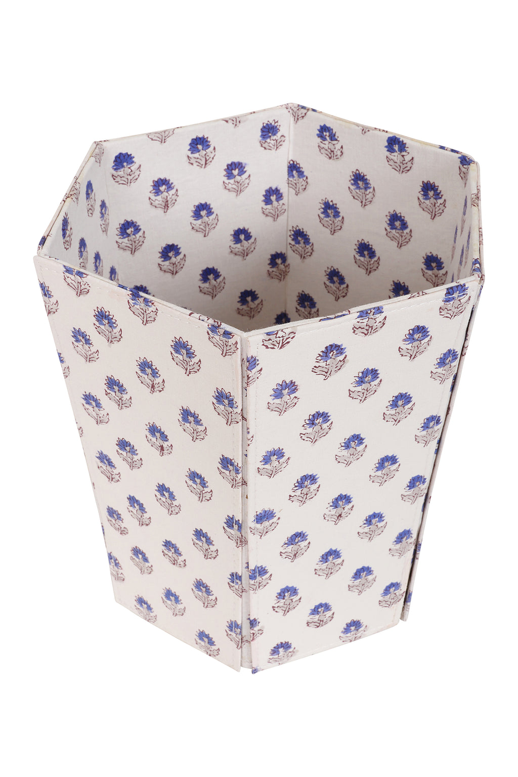 Blue Floral Paper Waste Bin