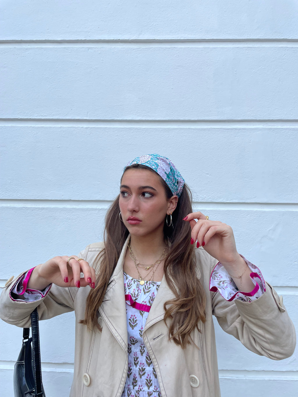 Blue Block Print Headband