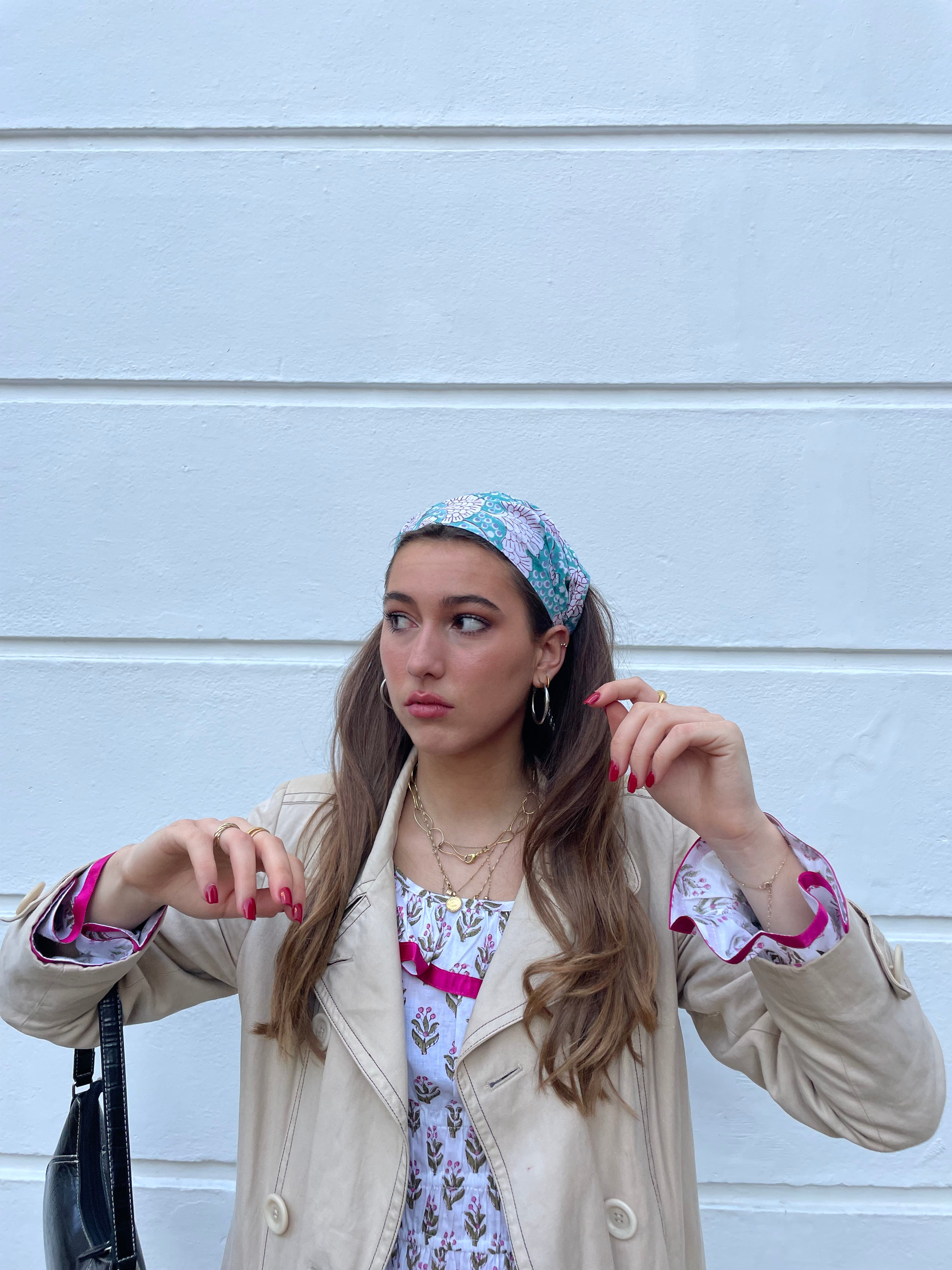 Blue Block Print Headband