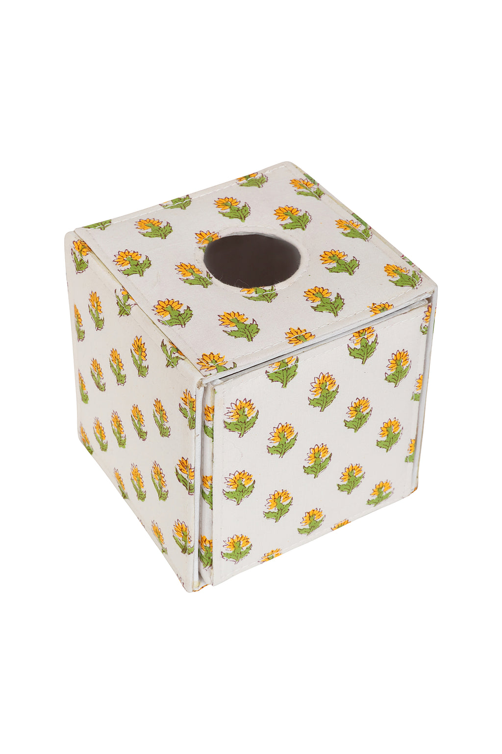 Yellow Floral Tissue Box Holder