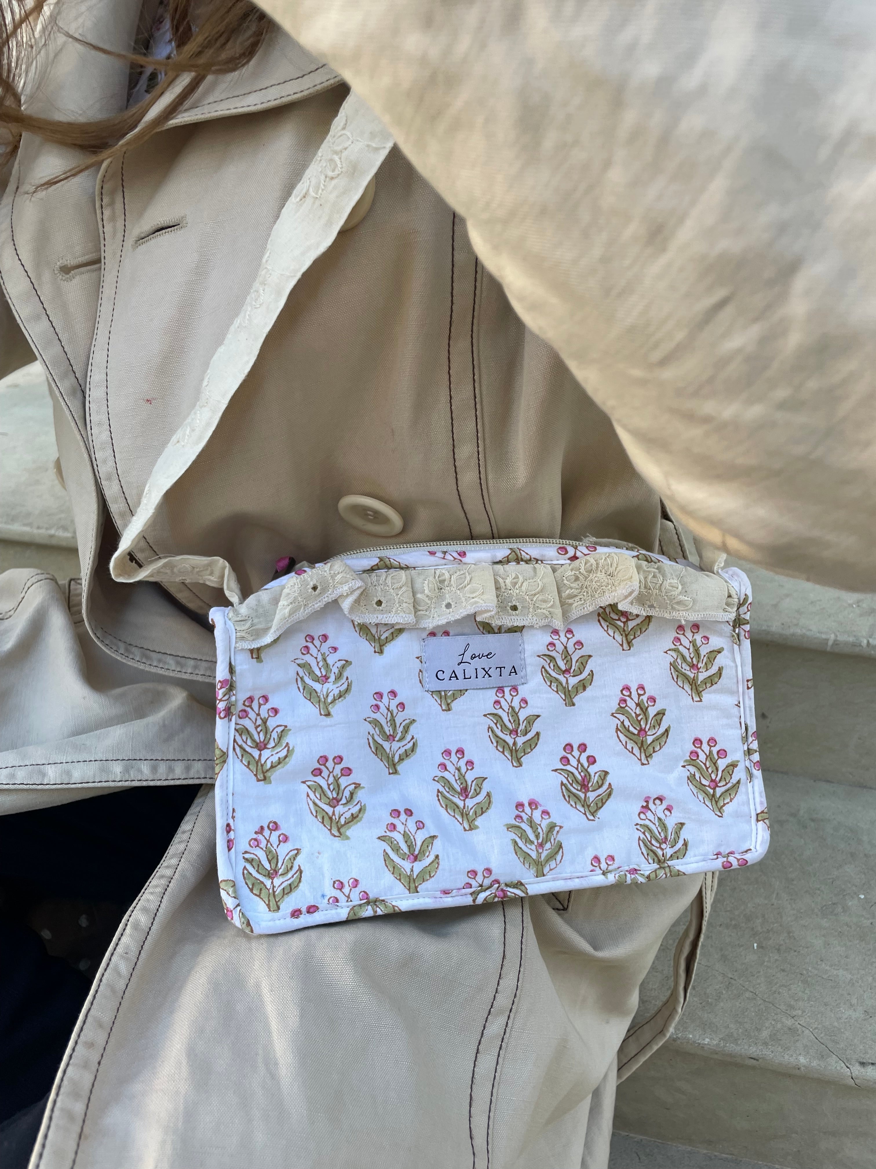 White Block Print Bag