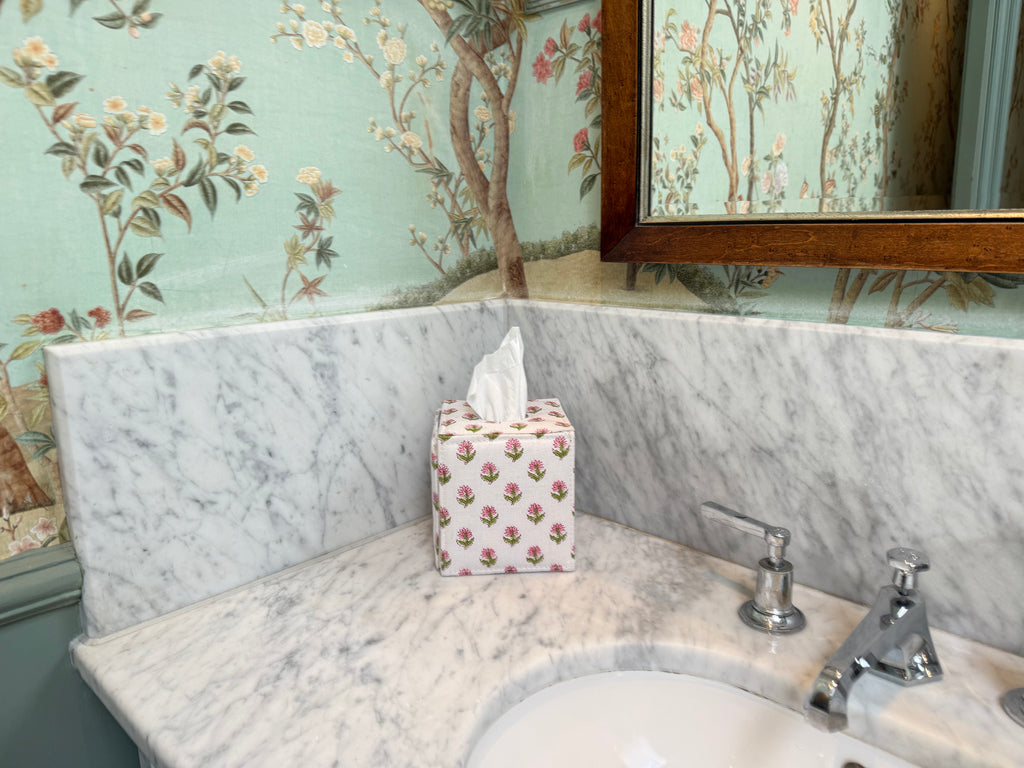 Pink Floral Tissue Box Holder