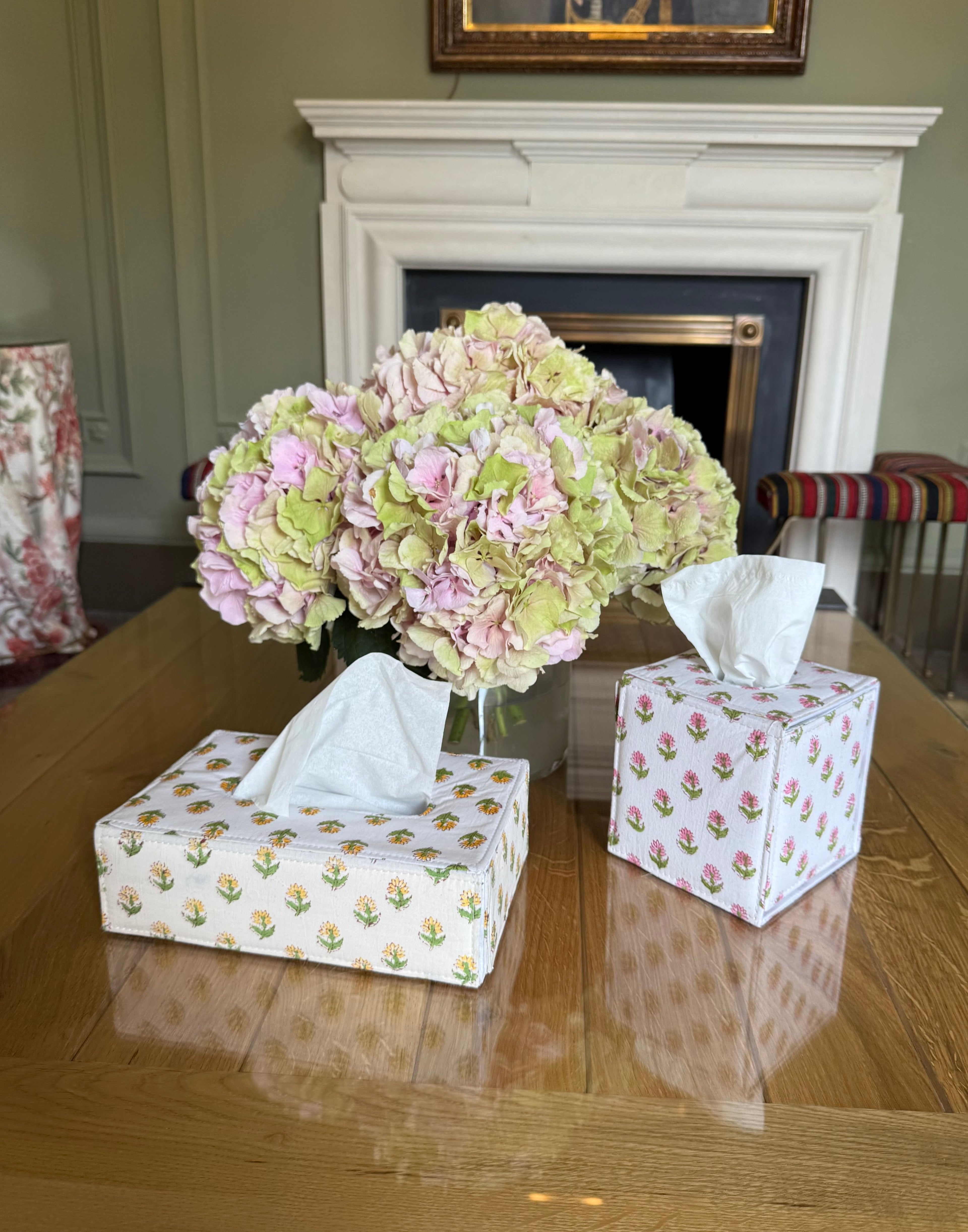 Pink Floral Tissue Box Holder