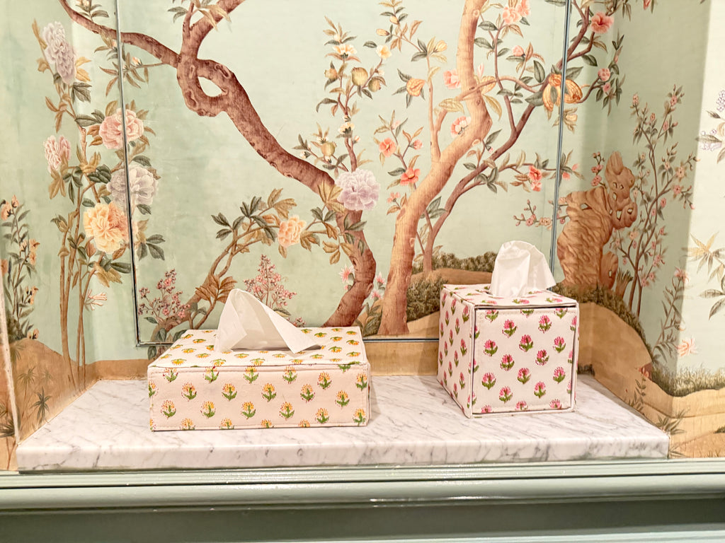 Pink Floral Tissue Box Holder