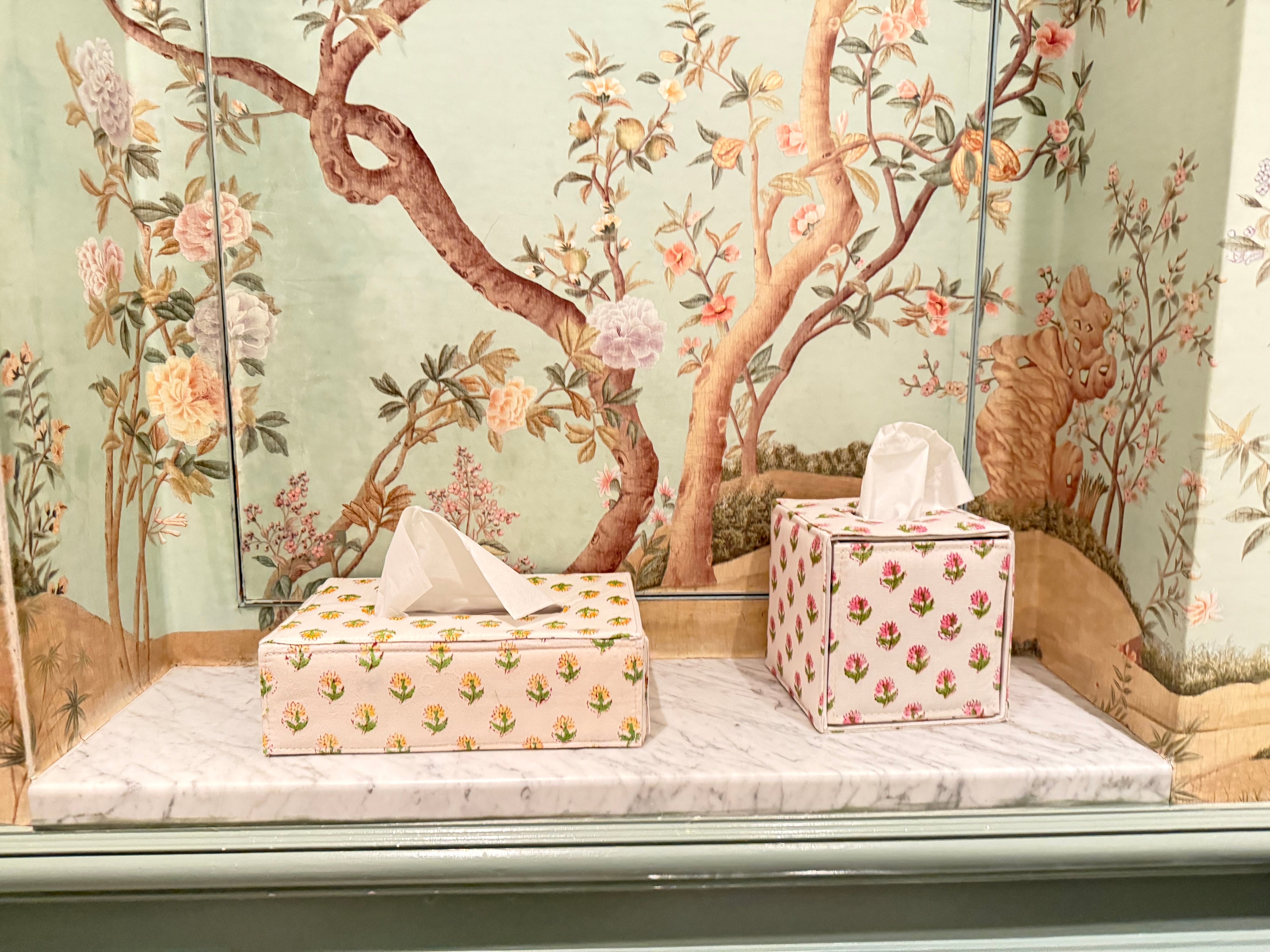 Pink Floral Tissue Box Holder