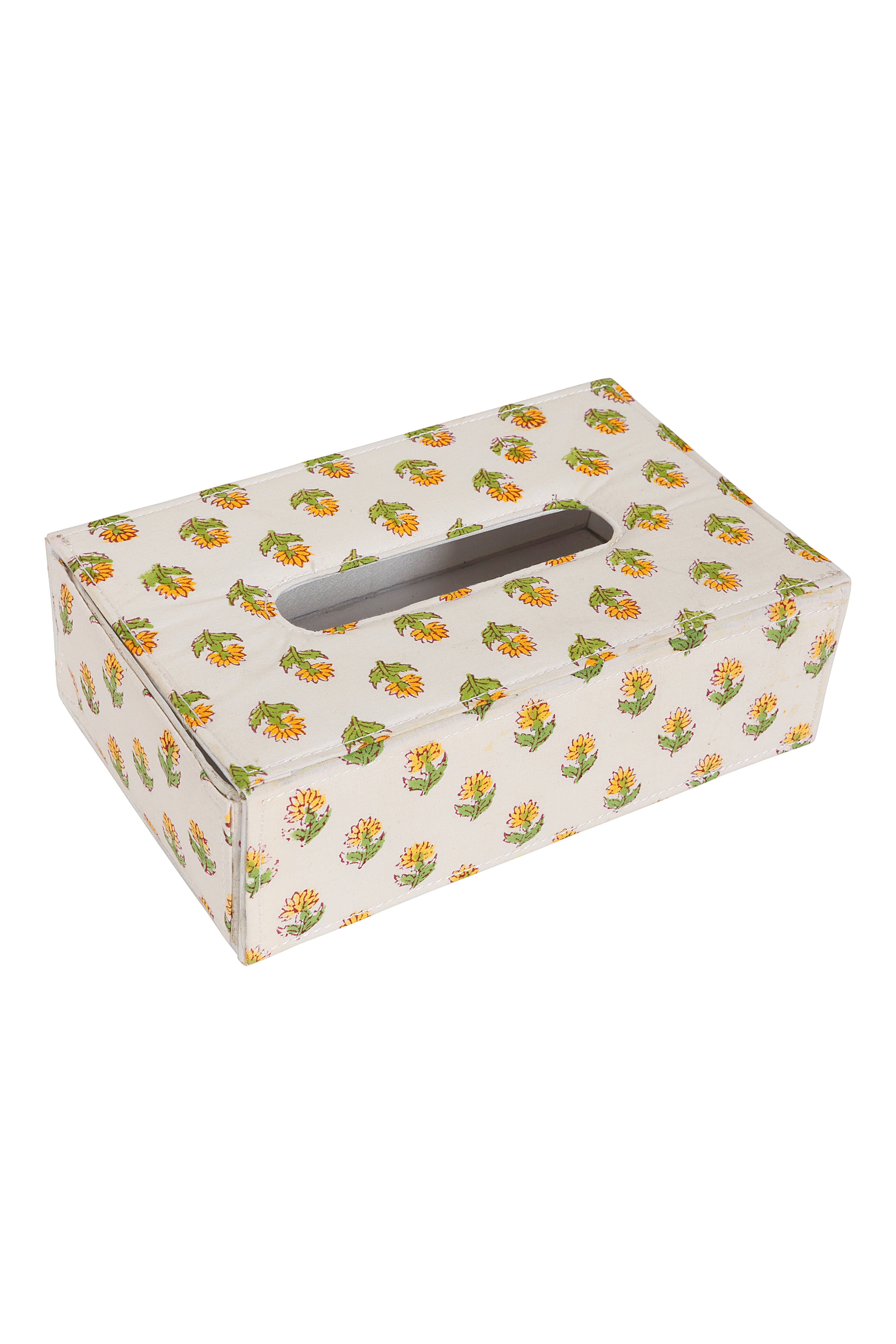 Yellow Floral Tissue Box Holder